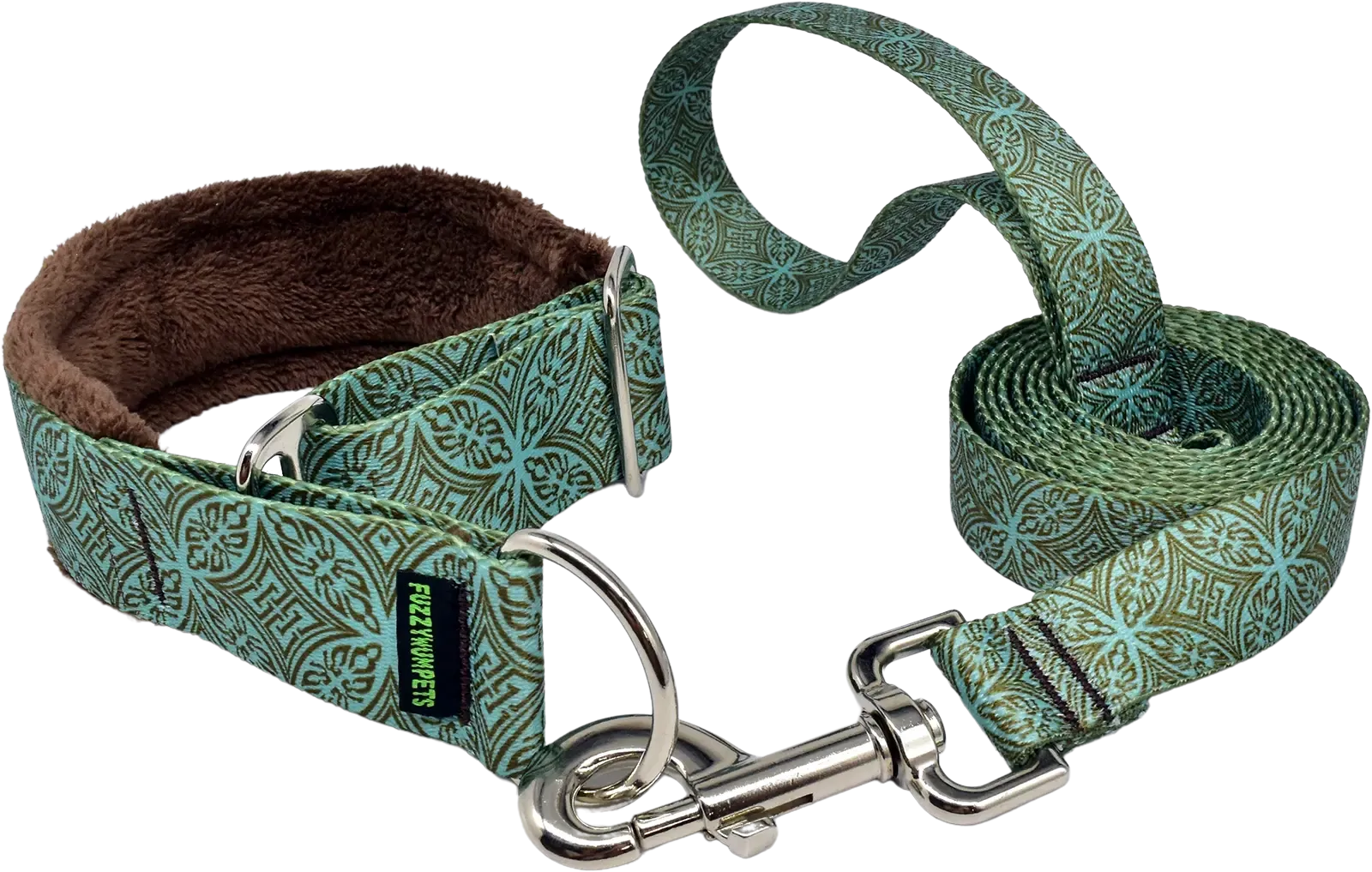 1.5" Teal & Chocolate Lattice Everyday Limited Slip Collar