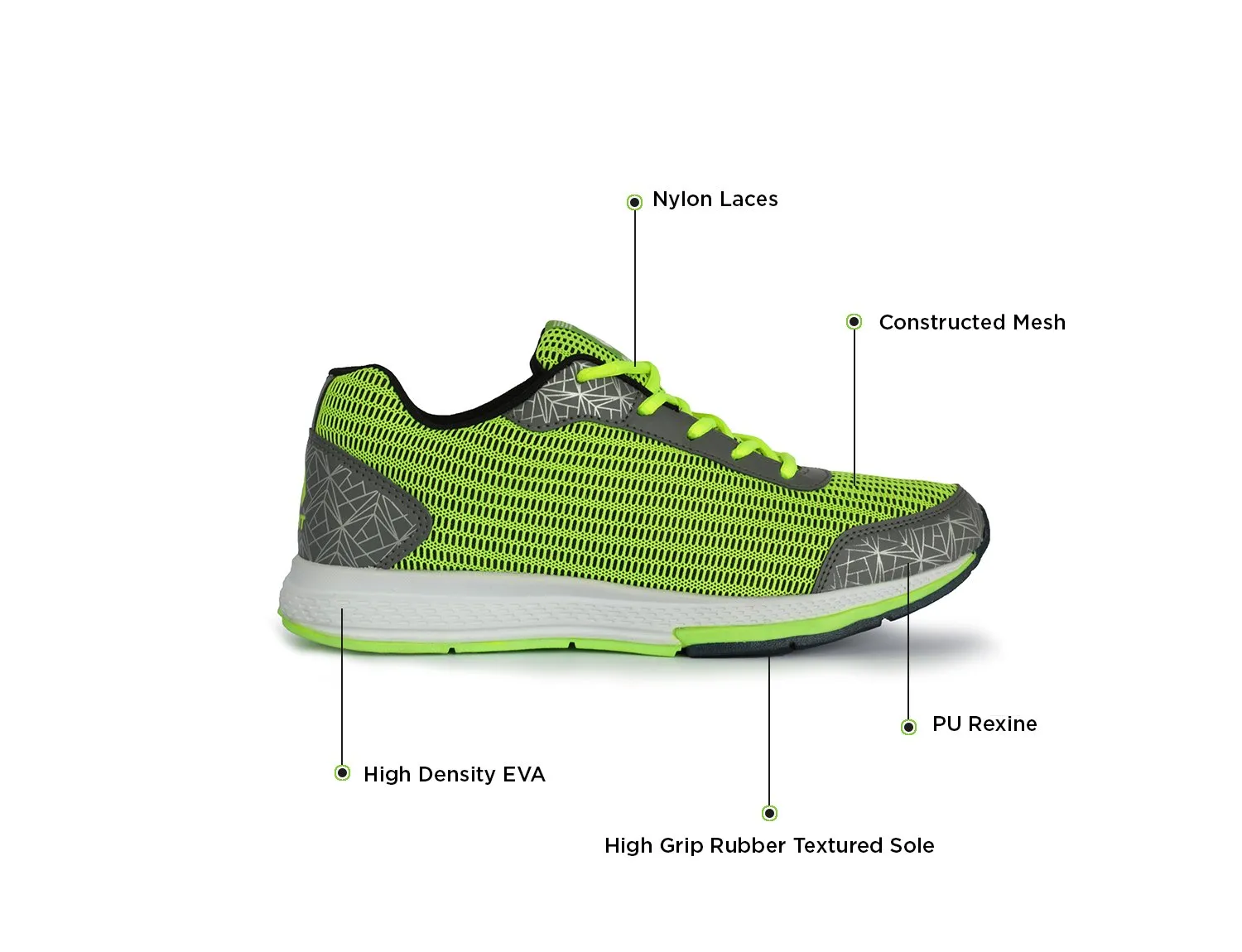Avant Men's Lightweight Sports Running and Training Shoes - Parrot Green/Grey