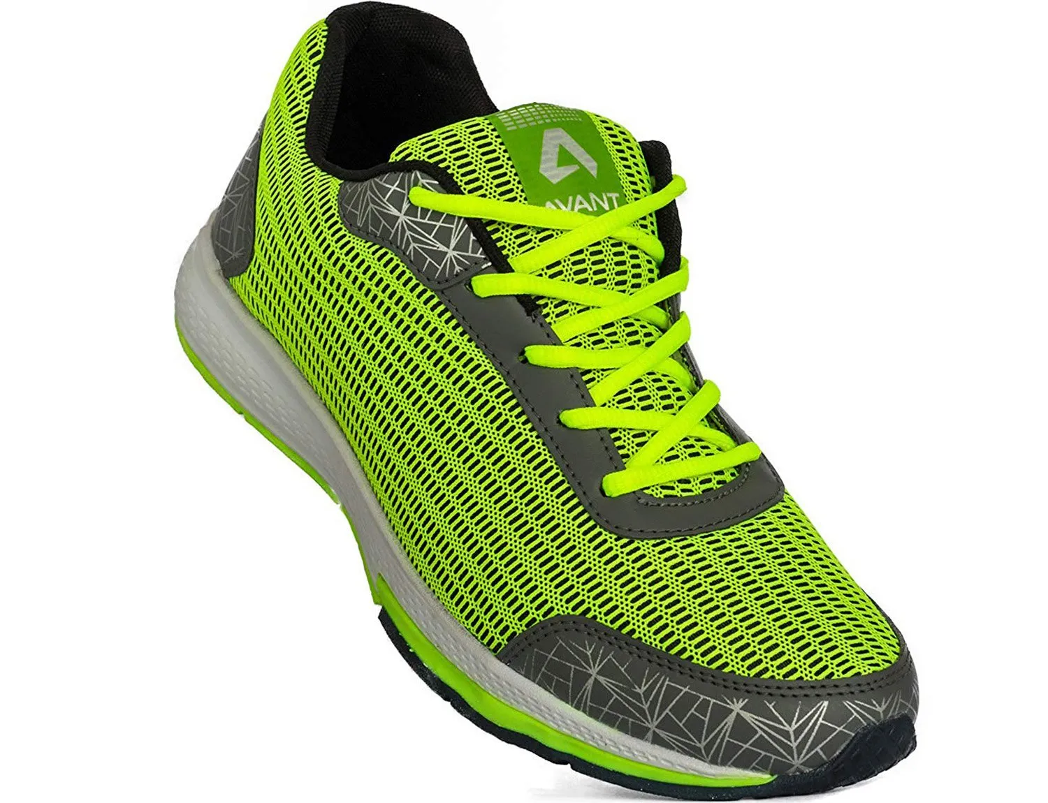 Avant Men's Lightweight Sports Running and Training Shoes - Parrot Green/Grey