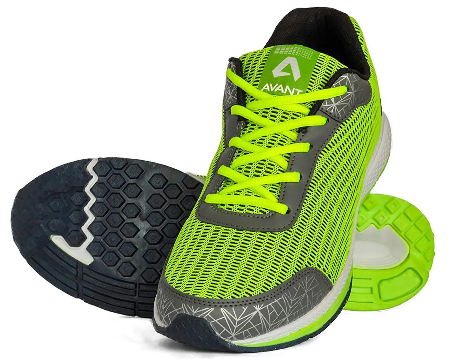 Avant Men's Lightweight Sports Running and Training Shoes - Parrot Green/Grey