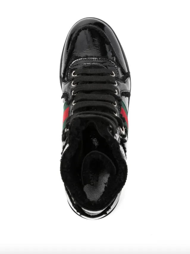 Gucci Black leather merino wool high-top trainers