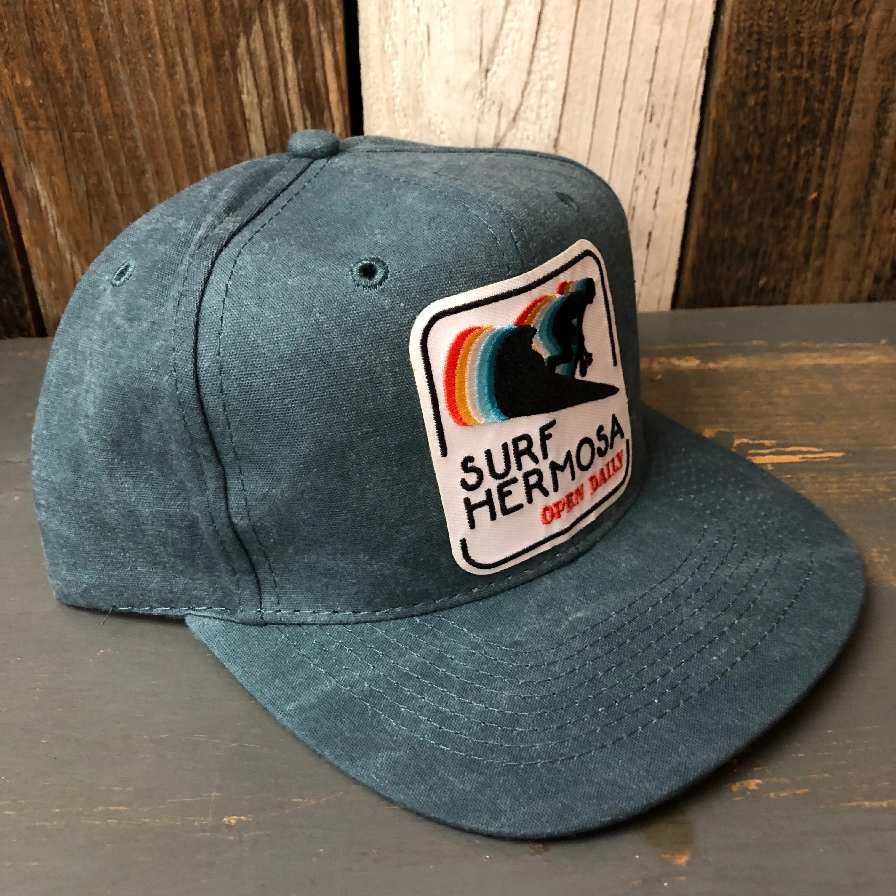 Hermosa Beach HERMOSA :: OPEN DAILY - 6 Panel Mid Profile Baseball Cap - Dark Green