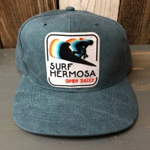 Hermosa Beach HERMOSA :: OPEN DAILY - 6 Panel Mid Profile Baseball Cap - Dark Green