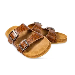 Maggie Embossed Leather Sandals