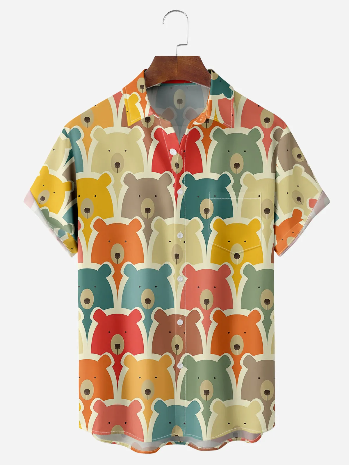 Men's All Over Print Bears in Fall Colors Short Sleeve Shirt
