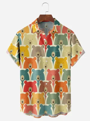 Men's All Over Print Bears in Fall Colors Short Sleeve Shirt