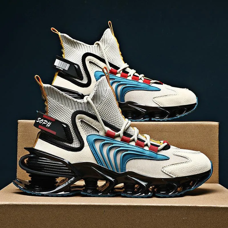 Men's Breathable Blade Running Shoes - Spring New Personality Trend with Color Matching Casual Design
