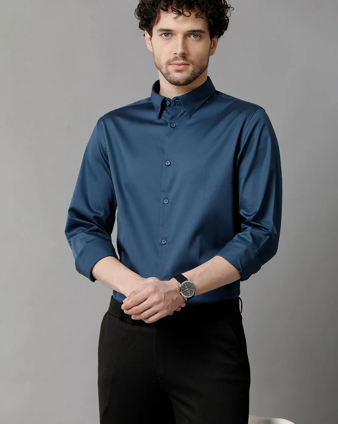 Men's Cotton Check  Blue Shirt