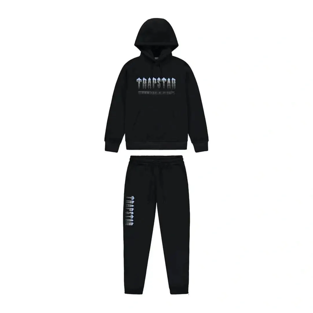 Trapstar Chenille Decoded 2.0 Hooded Tracksuit - BLACK/ ICE BLUE