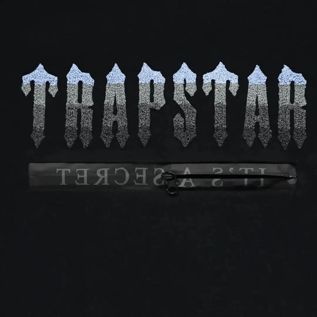 Trapstar Chenille Decoded 2.0 Hooded Tracksuit - BLACK/ ICE BLUE